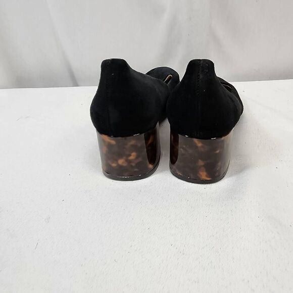J. Jill Shoes 9 Black Suede Pump Slip On Leather Career Tortoiseshell Heel - Picture 4 of 9